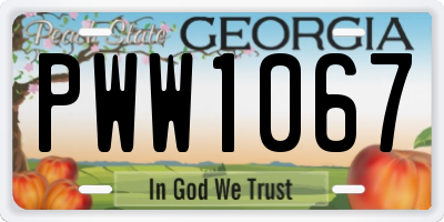 GA license plate PWW1067