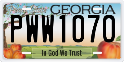 GA license plate PWW1070