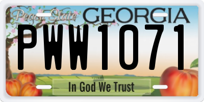 GA license plate PWW1071