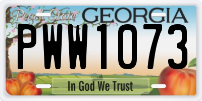 GA license plate PWW1073