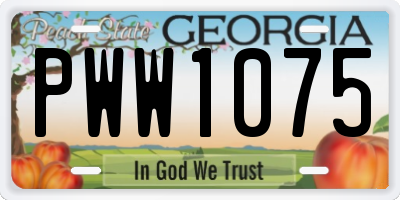 GA license plate PWW1075
