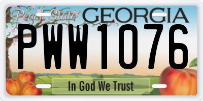 GA license plate PWW1076