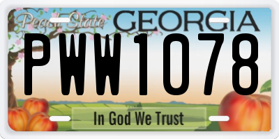 GA license plate PWW1078
