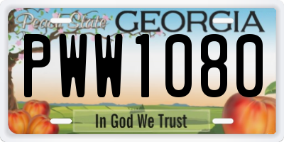 GA license plate PWW1080