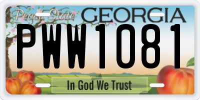 GA license plate PWW1081