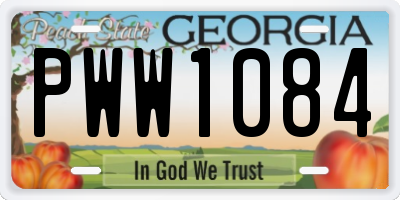 GA license plate PWW1084