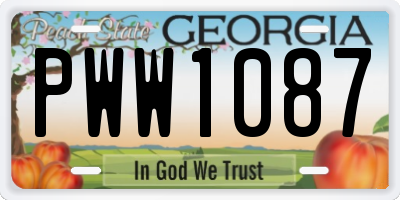 GA license plate PWW1087