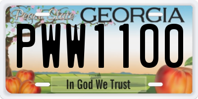 GA license plate PWW1100