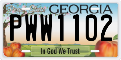 GA license plate PWW1102