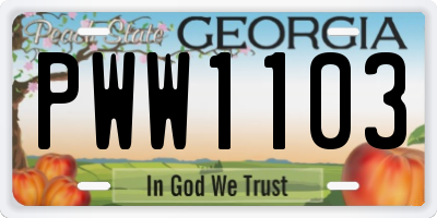 GA license plate PWW1103