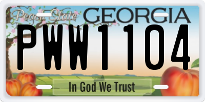 GA license plate PWW1104