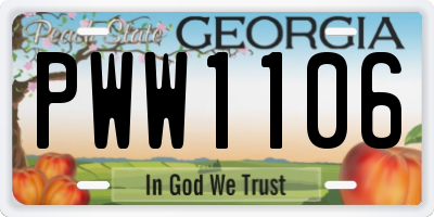 GA license plate PWW1106