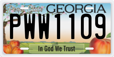 GA license plate PWW1109