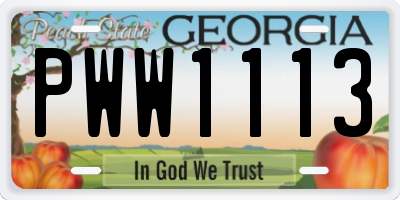 GA license plate PWW1113
