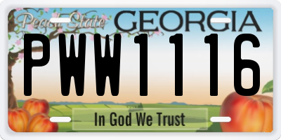 GA license plate PWW1116