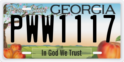 GA license plate PWW1117