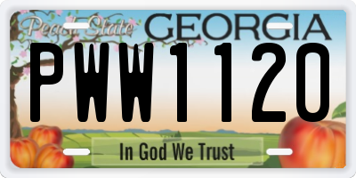 GA license plate PWW1120