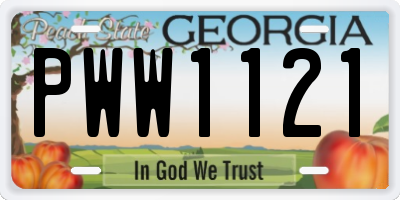 GA license plate PWW1121