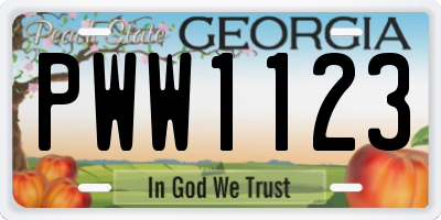 GA license plate PWW1123