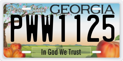 GA license plate PWW1125