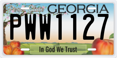 GA license plate PWW1127