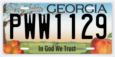 GA license plate PWW1129