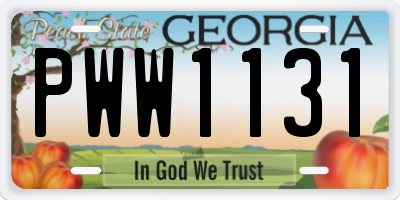 GA license plate PWW1131
