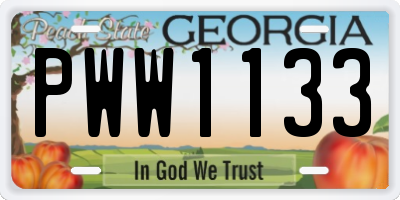 GA license plate PWW1133