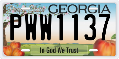 GA license plate PWW1137