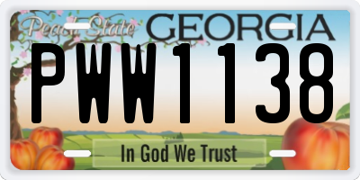 GA license plate PWW1138