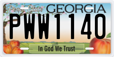 GA license plate PWW1140