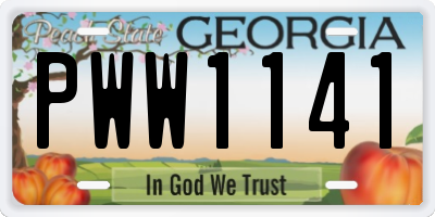 GA license plate PWW1141