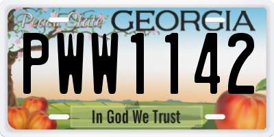 GA license plate PWW1142