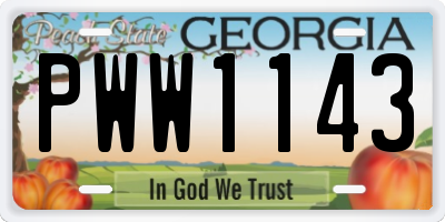 GA license plate PWW1143