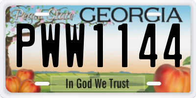 GA license plate PWW1144