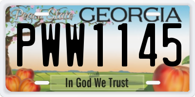 GA license plate PWW1145