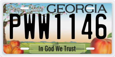 GA license plate PWW1146