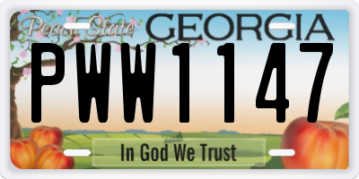 GA license plate PWW1147