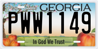 GA license plate PWW1149