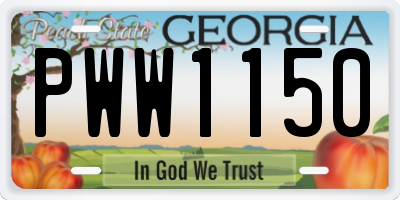 GA license plate PWW1150