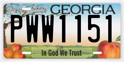 GA license plate PWW1151