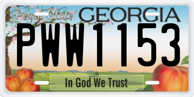 GA license plate PWW1153