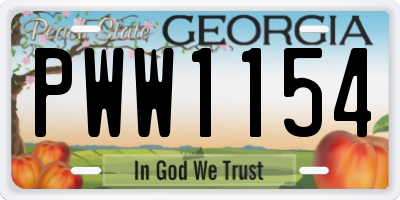 GA license plate PWW1154