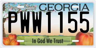 GA license plate PWW1155