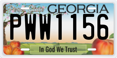 GA license plate PWW1156