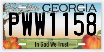 GA license plate PWW1158