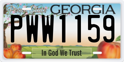 GA license plate PWW1159