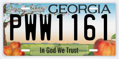 GA license plate PWW1161
