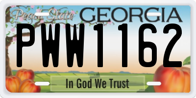 GA license plate PWW1162