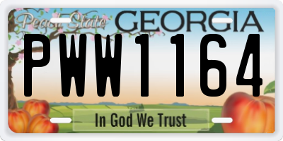 GA license plate PWW1164